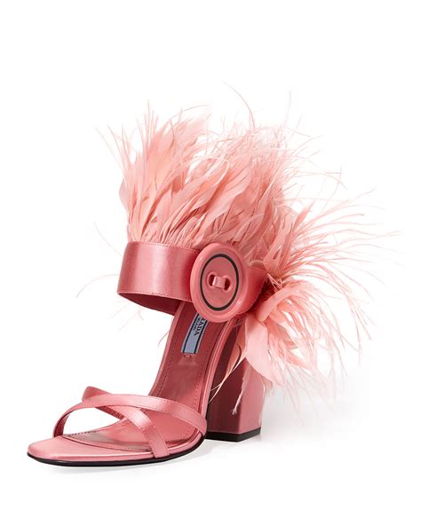 prada feather sandal pink